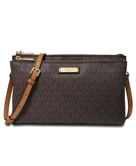 michael kors adele double zip crossbody brown|bolso Michael Kors jet set.